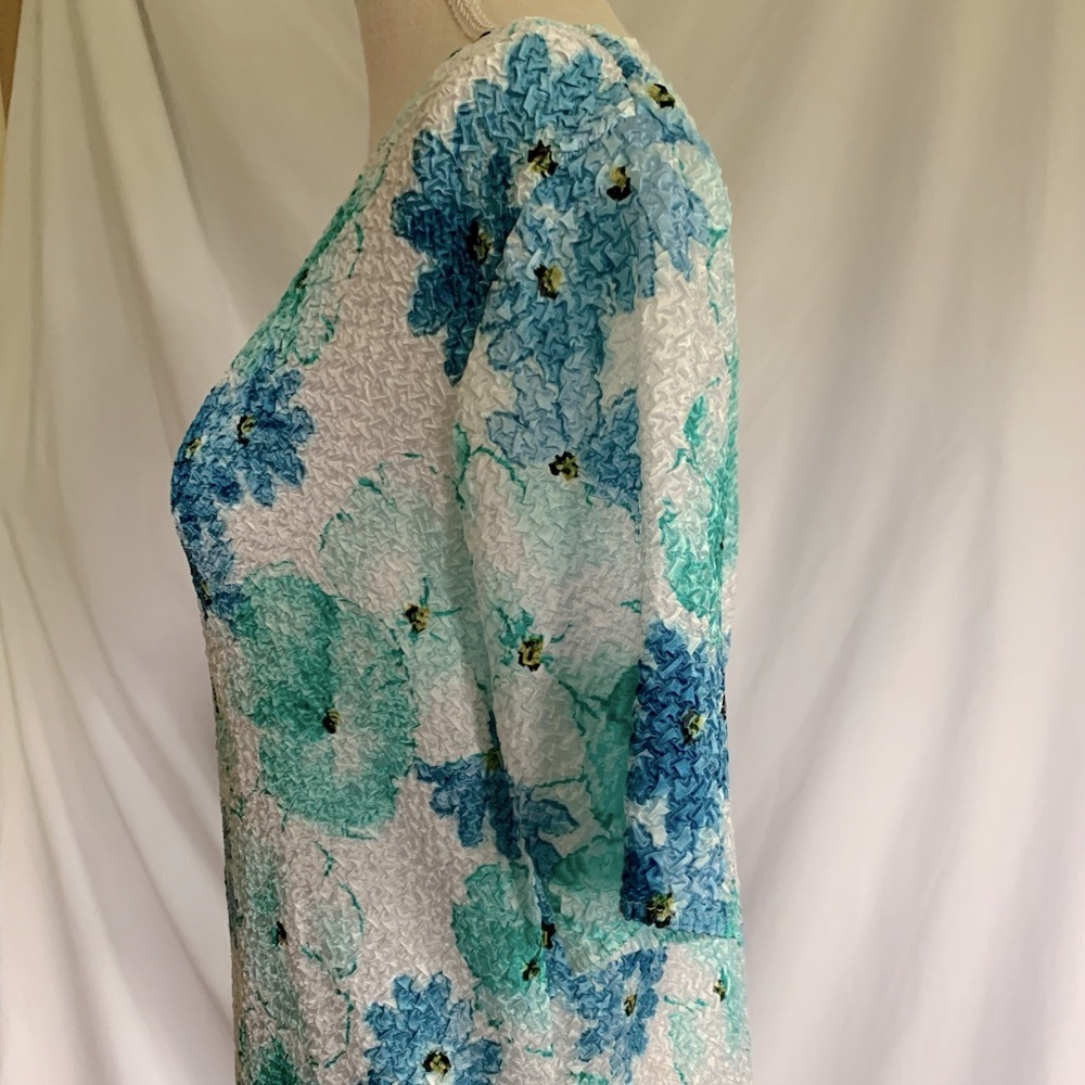 Two piece popcorn top and jacket blue green floral design Guessing L-XL - Picture 14 of 16
